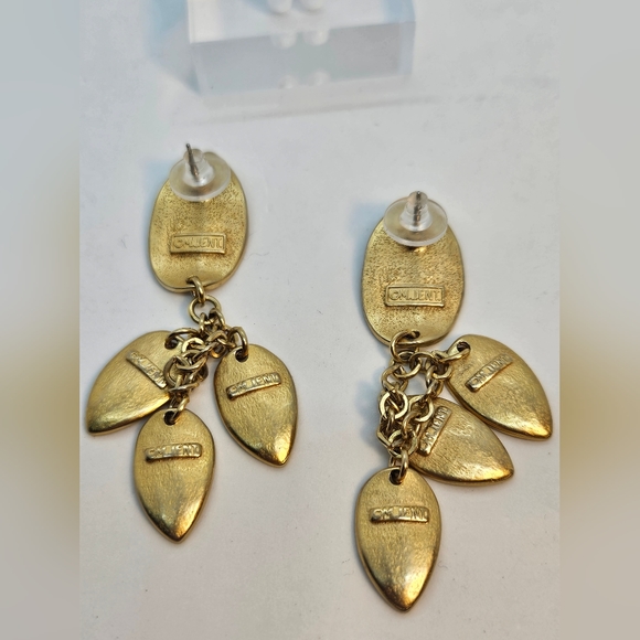 M Jent Vintage Gold Leaf Statement Earrings - Picture 4 of 7